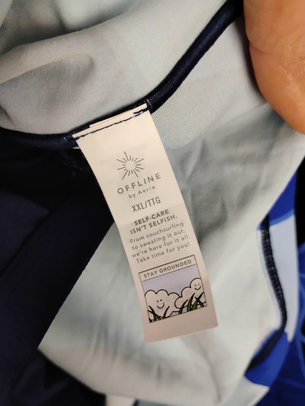 New Offline By Aerie Active Crop Top In Blue Abstract Print Size XXL - Picture 4 of 5